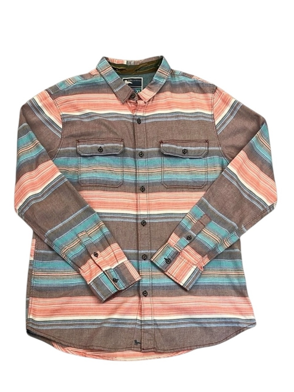 Modern Amusement Stripe Flannel Shirt XL Western Outdoor Cotton Button Up